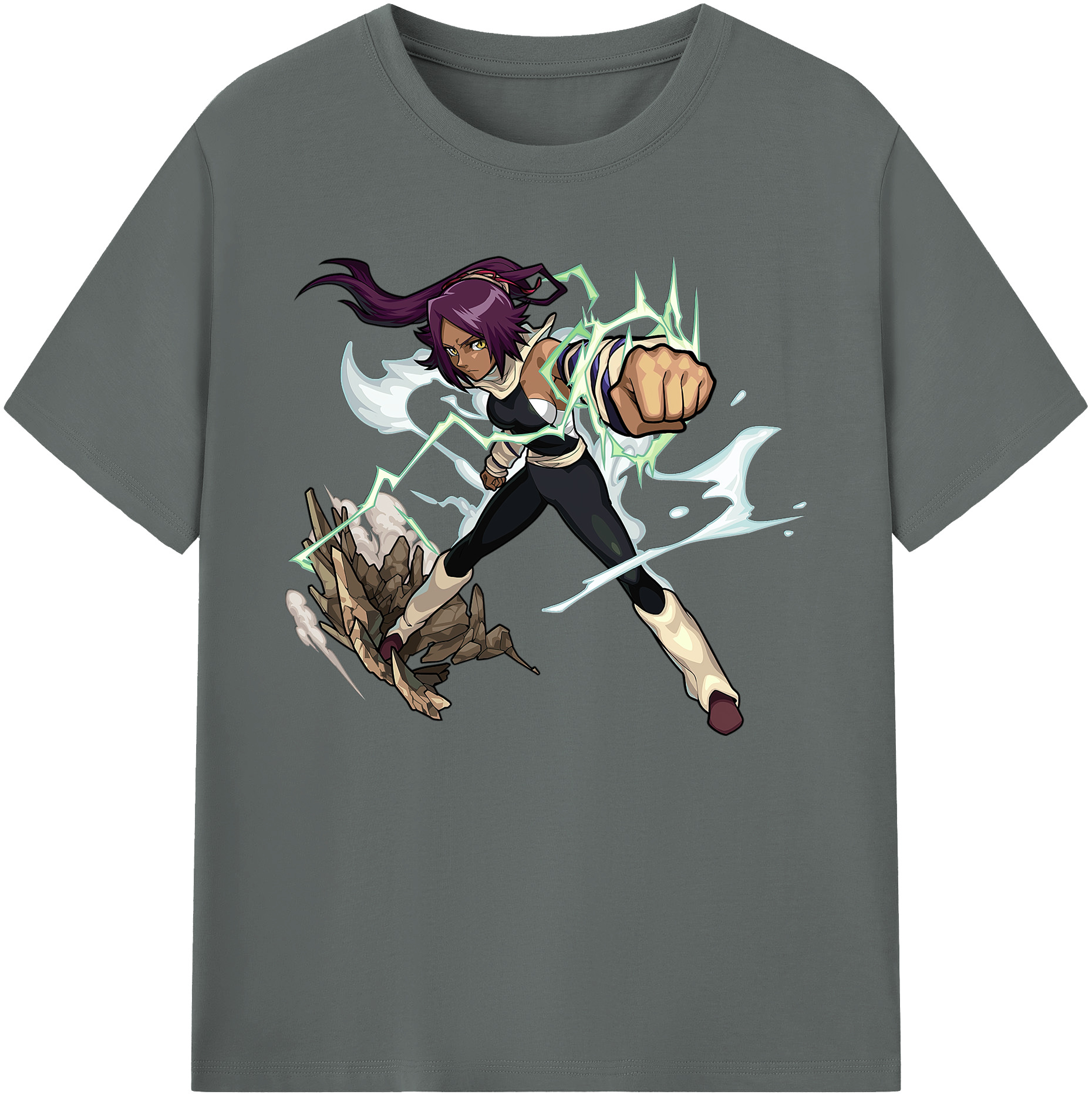 （画像用） ブリーチ 四楓院 夜一（しほういん よるいち） BLEACH Shihouin Yoruichi 綿100％ メンズ半袖Tシャツ｜肌触りやわらか＆通気性